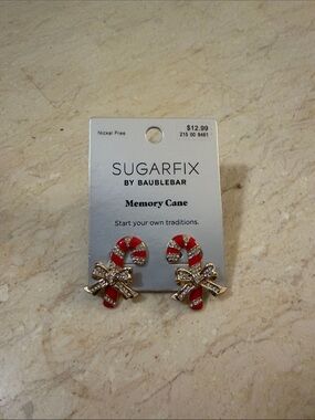 SugarFix by BaubleBar Red & Gold Candy Cane Bow Earrings